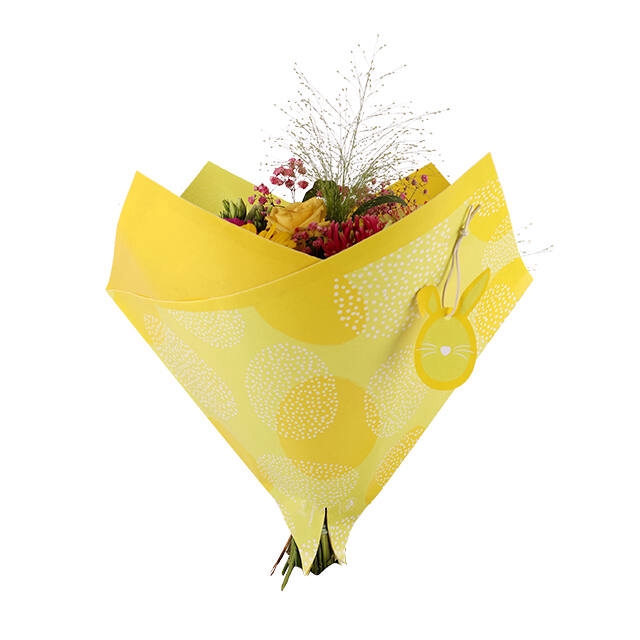 <h4>Hoes 35x35cm Oblique 70gr kraft Happy Easter geel 250/doos</h4>