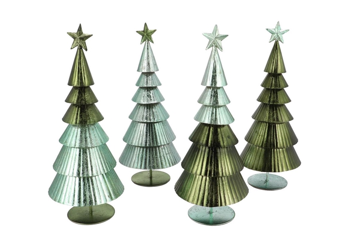 <h4>Glam Nordic Silver Green Mix Xmas Tree Iron Ass 16x16x40cm</h4>