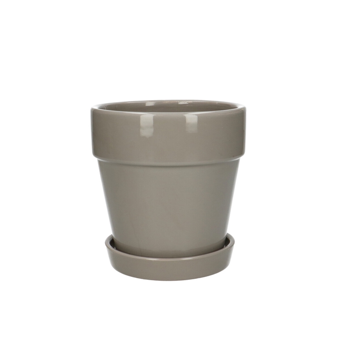 Ceramics Santi pot+dish d13*13.5cm