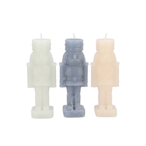 Frosty Nutcracker Grey Mix Candle 7x7x20cm