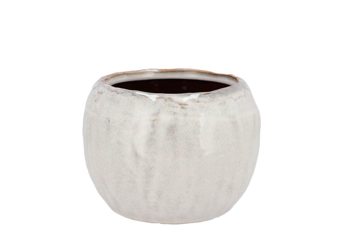 <h4>Iron Stone White Ball Pot 16x16x12cm Nm</h4>