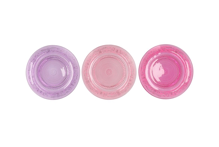 <h4>Dayah Pretty Pink Glass Plate 18x2cm Ass P/1 Nm</h4>