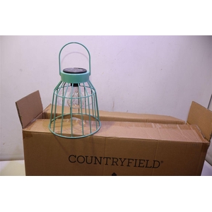 Solar Lantern Metal Aqua H28 D18