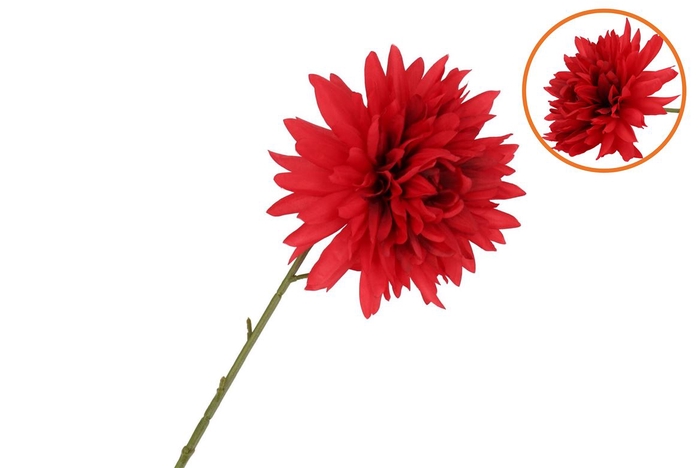 Silk Dahlia Pointy Fiery Red 65cm