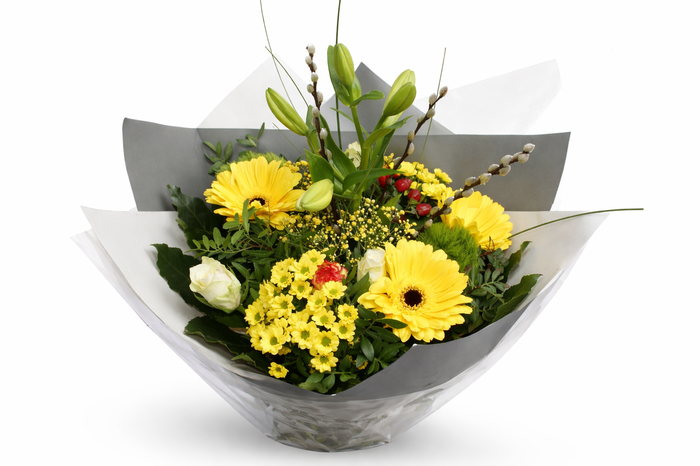 Boeket bamboo geel papieren hoes