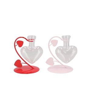 Xelly Red/pink Metal Rack Love Vase Ass 9x9x13cm