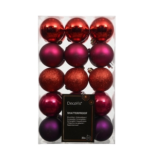 Kerstbal Bal kunststof  60mm x30 ass.