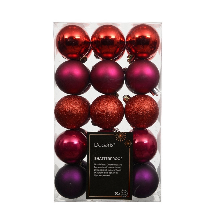 <h4>Christmas bauble Ball plastic  60mm x30 ass.</h4>