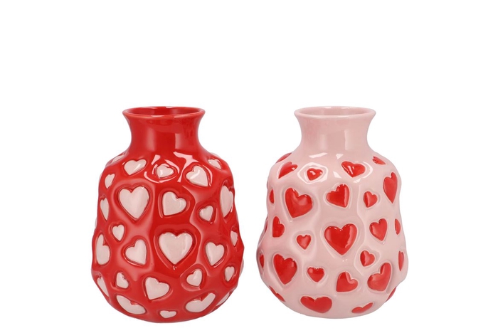 <h4>Heartbreaker Red/pink Mix Vase Ass 13x13x18cm</h4>