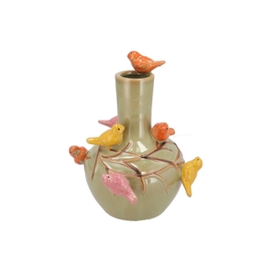 Bird Vase Pistache Tube 26x33cm Nm