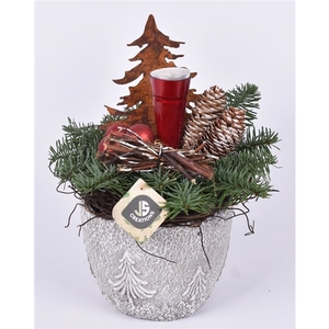 Cement pot kerstboom decor 15cm