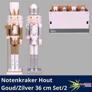 Notenkraker Hout Goud Zilver 36cm