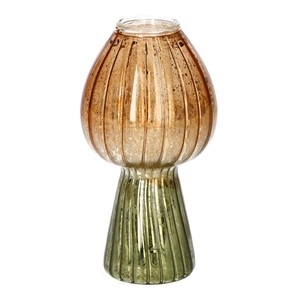 DF02-730302000 - Candle holder Morel d3.4/6.5xh12.3 green/orange metallic