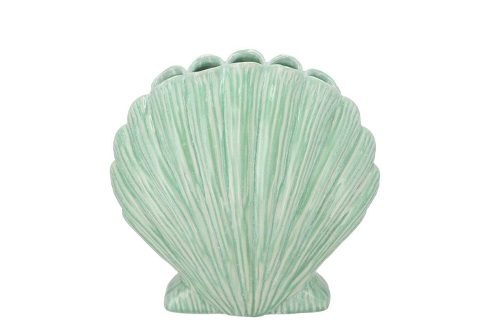 <h4>Shella Green Vase Scallop 21x12x21cm</h4>