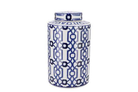 <h4>Hailey Blue Porcelain Jar Pattern 18x30cm</h4>