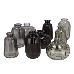 Dayah Shade Of Grey Glass Bottle S/3 7x11cm