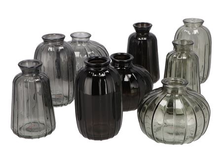 <h4>Dayah Shade Of Grey Glass Bottle S/3 7x11cm</h4>