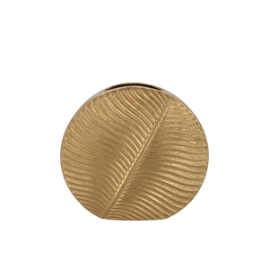 Inga Leaf Gold Vase Round 25x9x23cm