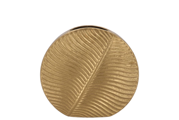 <h4>Inga Leaf Gold Vase Round 25x9x23cm</h4>