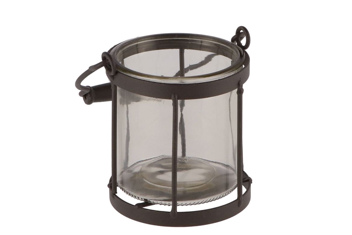 <h4>Metal Rack Grey Lantern 11x11x23cm</h4>