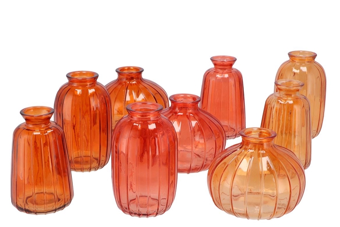 Dayah Coral Sunset Glass Bottle S/3 7x11cm Nm