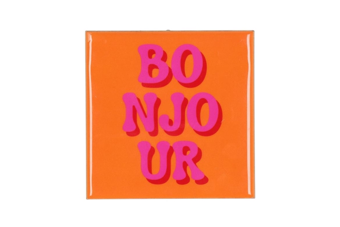 <h4>Tile Bonjour Orange 10x10x1cm</h4>