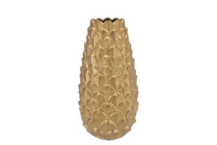 <h4>Mika Majestic Gold Vase Long Pinecone Edge 16x35cm</h4>