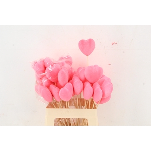 Stick Heart Flock Pink 7,5cm