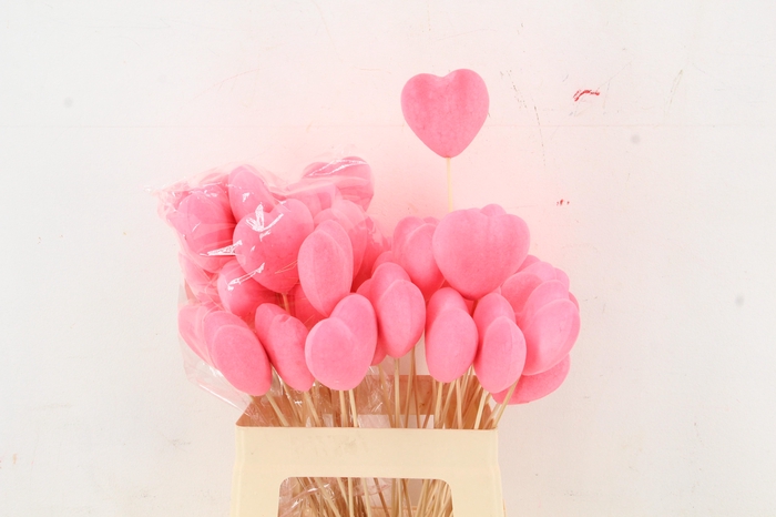 <h4>Stick Heart Flock Pink 7,5cm</h4>