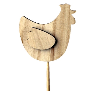 Bijsteker kip hout 9x7cm+12cm stok