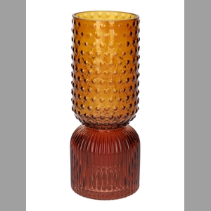 DF02-721000200 - Vase Themba dots/lines d7.5/8xh20 amber/red