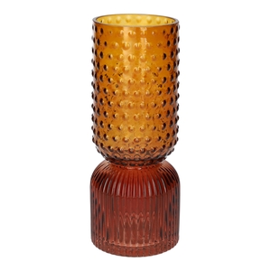 DF02-721000200 - Vase Themba dots/lines d7.5/8xh20 amber/red