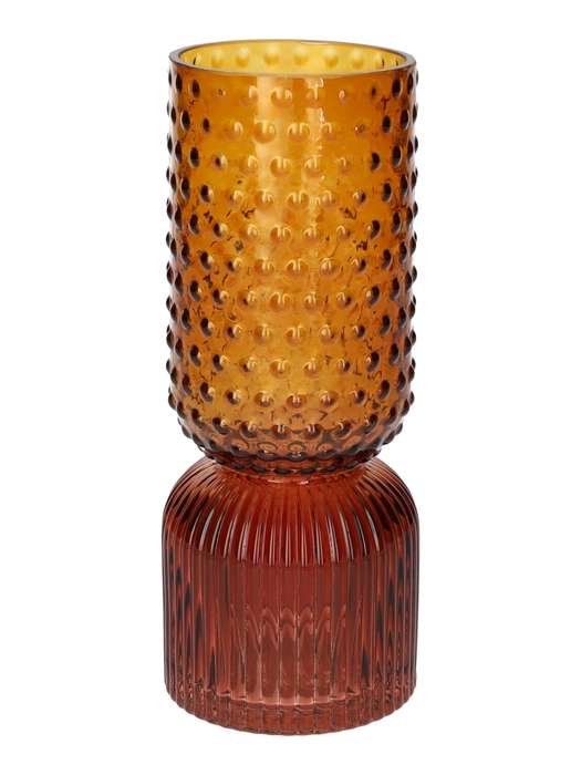 <h4>DF02-721000200 - Vase Themba dots/lines d7.5/8xh20 amber/red</h4>