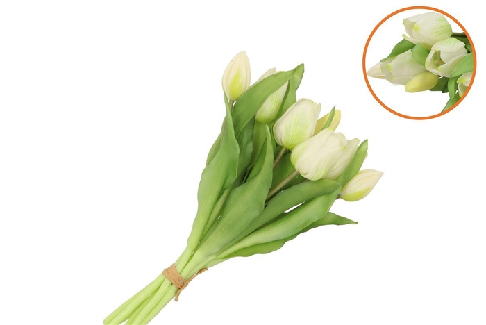 <h4>Silk Tulip Bouquet 7x White 17x30cm Nm</h4>