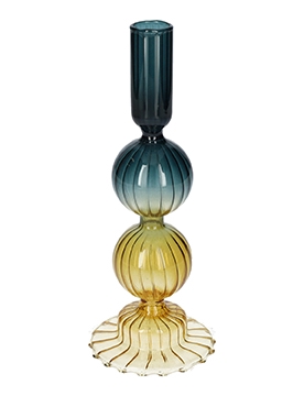 <h4>DF02-721060400 - Candle holder Aviance13 d2.5/8.2xh21 d.blue/yellow</h4>