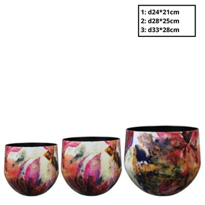 Metaal Magnolia pot S/3 d33*28cm