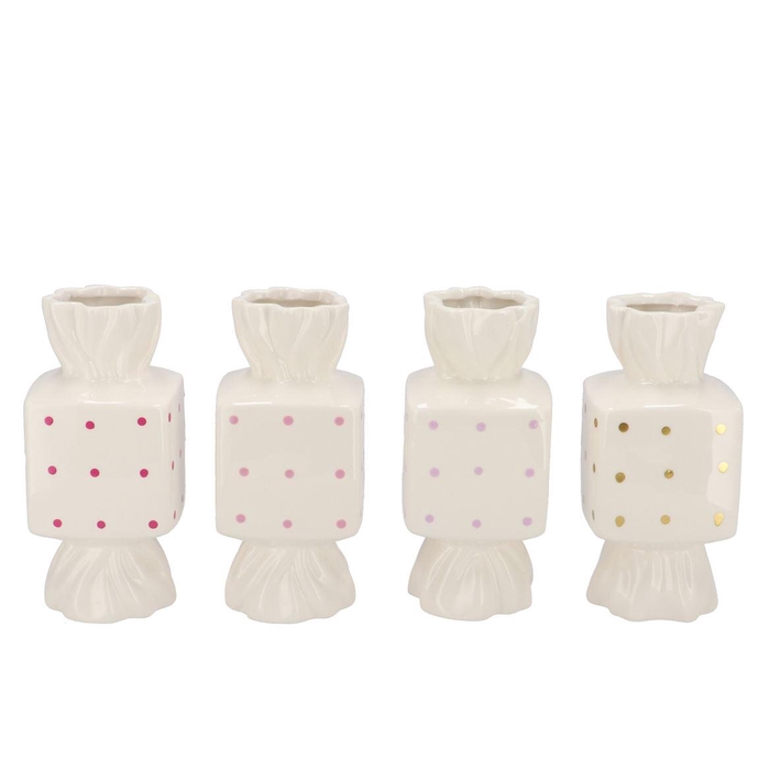 <h4>Candy Dots White Mix Vase Square Ass 8x8x18cm Nm</h4>
