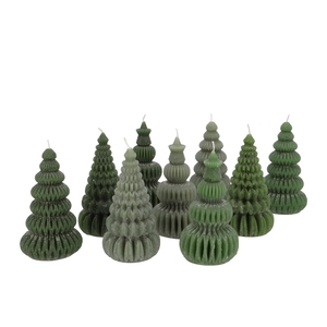 Candle Frosty Pagoda Tree Majestic Green Mix Ass 7x14cm