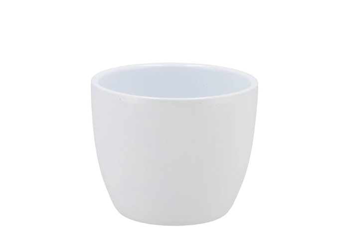 Ceramic Pot White Shiny 7cm