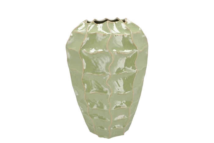 <h4>Lima Pistache Vase Long Carve 26x26x37cm</h4>