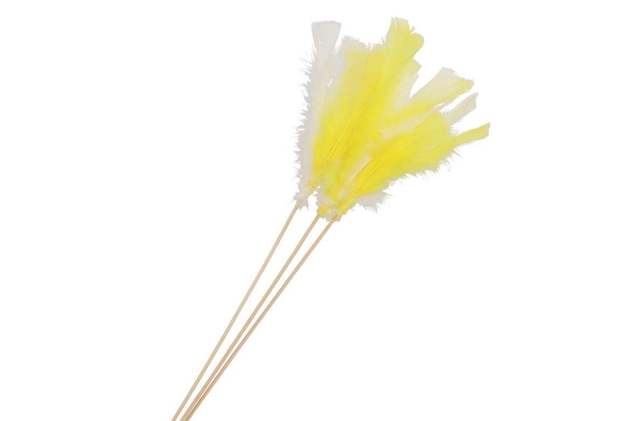 Feathers Yellow/white On Stick 50cm P/50 Nm
