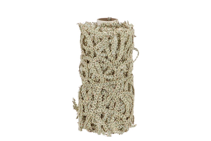 <h4>Ribbon Grandicord Groen/goud 2.5mx15cm</h4>