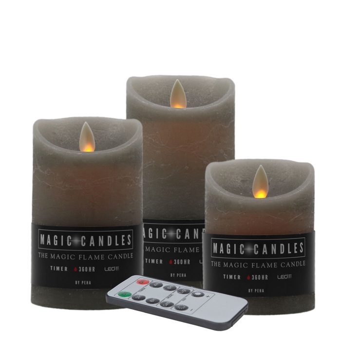 <h4>DF12-MB-20144 - Led candles remote set/3 l grey</h4>