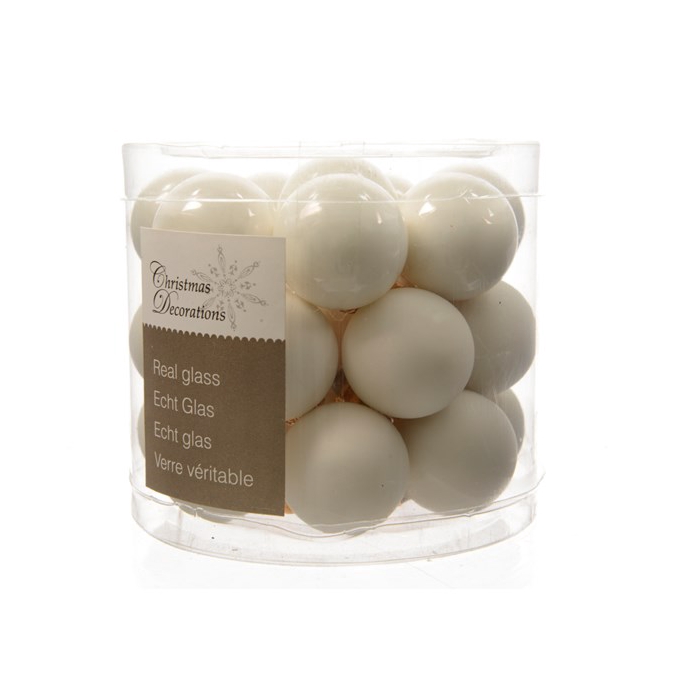 <h4>KERSTBAL GLASS 25MM 24PCS WOOLWHITE</h4>