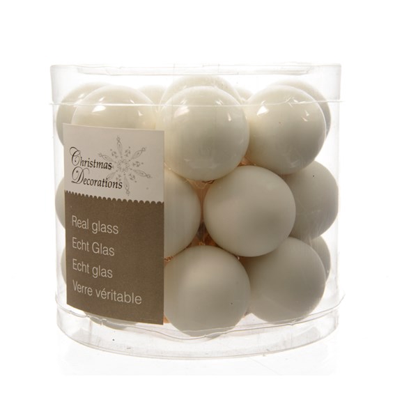 KERSTBAL GLASS 25MM 24PCS WOOLWHITE