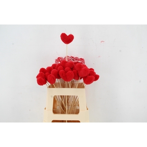 Stick Heart Fluffy 7,5cm Red