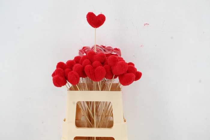 <h4>Stick Heart Fluffy 7,5cm Red</h4>