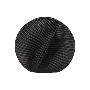 Inga Leaf Black Vase Round 42x15x39cm