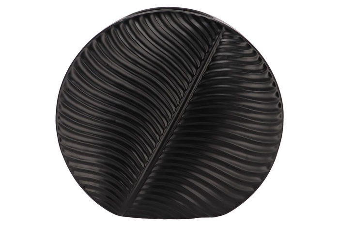 <h4>Inga Leaf Black Vase Round 42x15x39cm</h4>