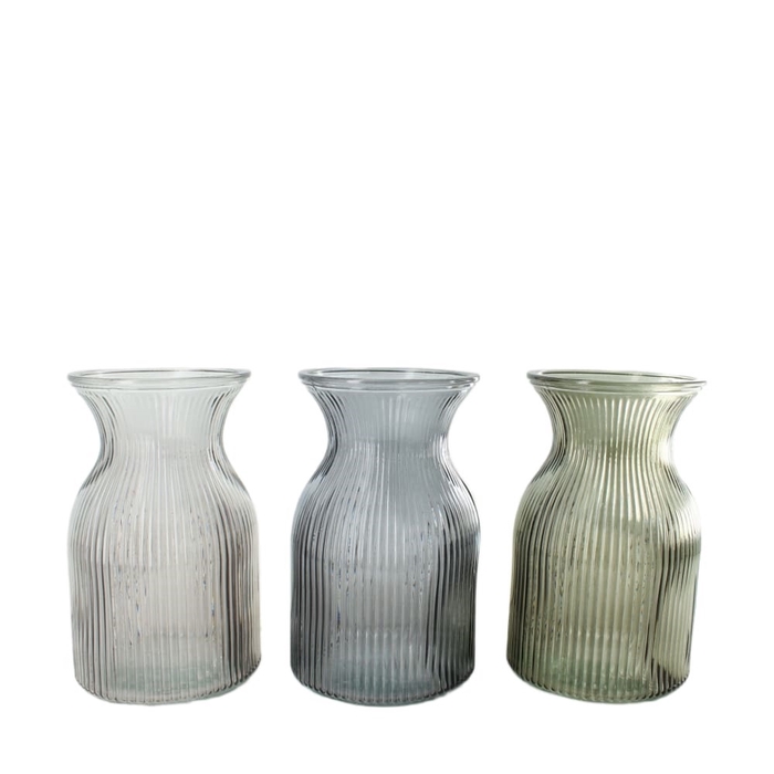 <h4>Glas Vaas ribbel d12*19cm</h4>